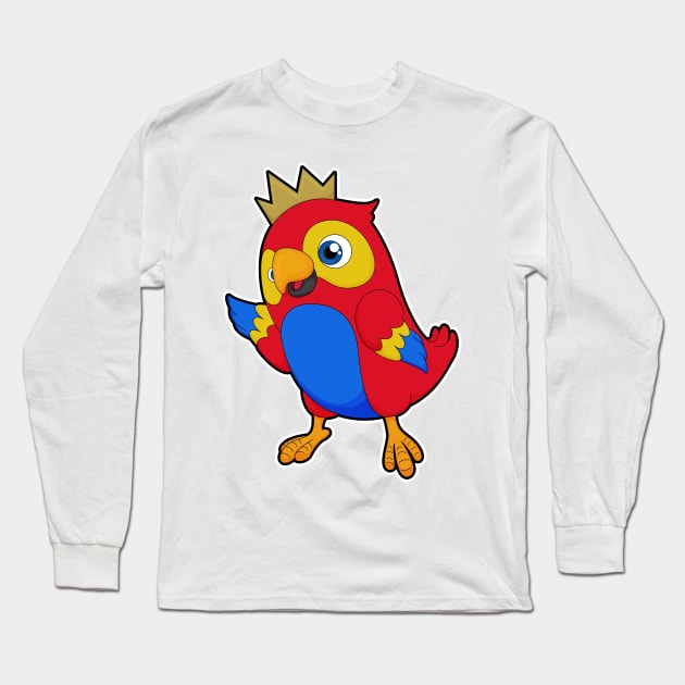 Parrot as King with Crown Long Sleeve T-Shirt by Markus Schnabel